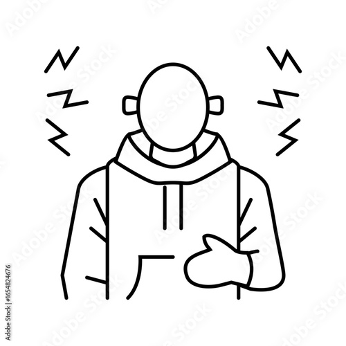 pedestrian holding earplugs noisy environment line icon vector illustration