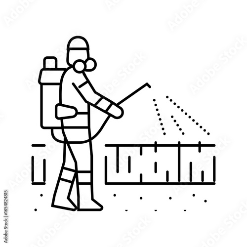spraying pesticides line icon vector illustration