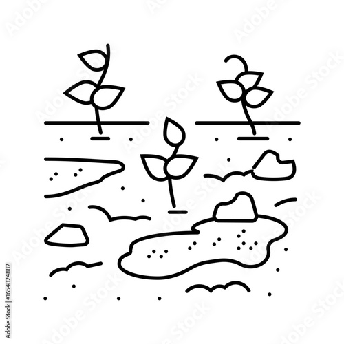 contaminated crops line icon vector illustration