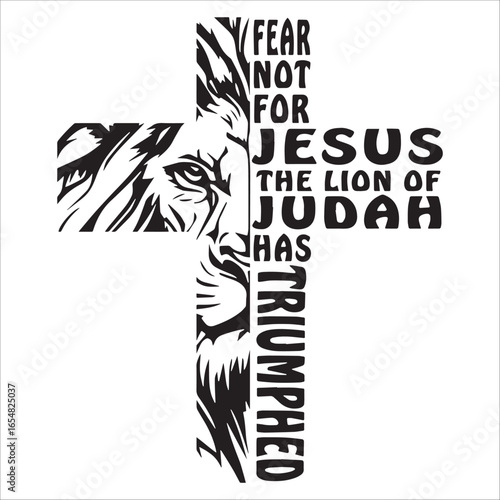 Lion of Judah and Cross, Fear Not Jesus has Triumphed