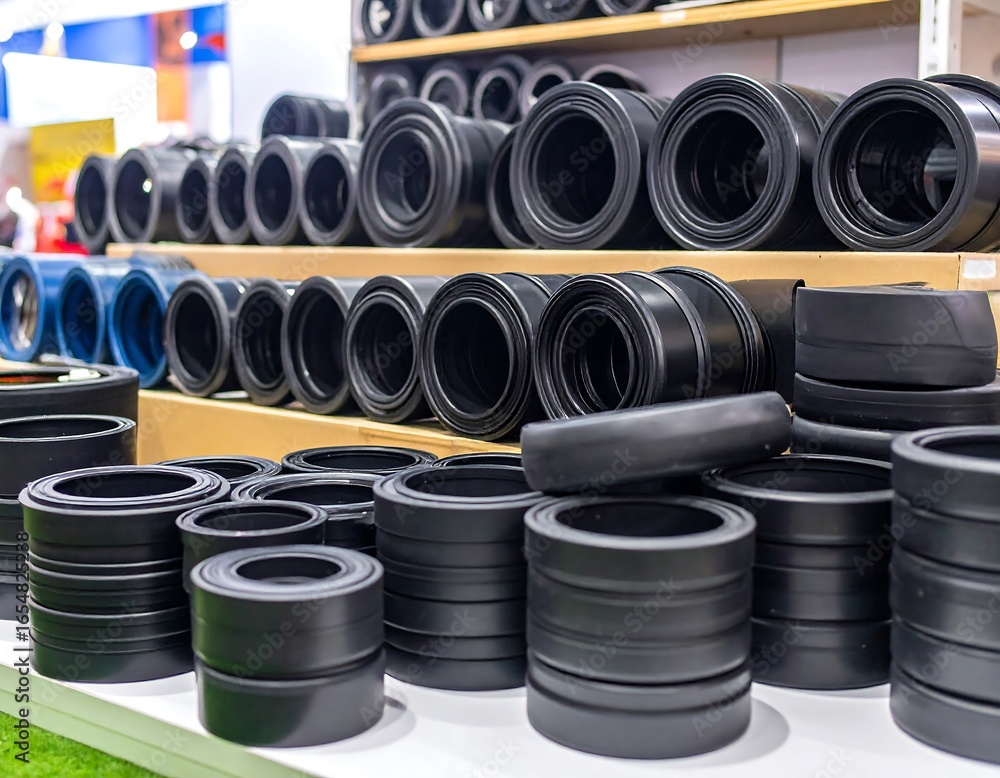 Obraz premium Stacked black rubber rings