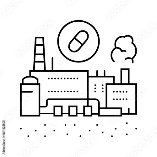 pharmaceutical plant emissions line icon vector illustration