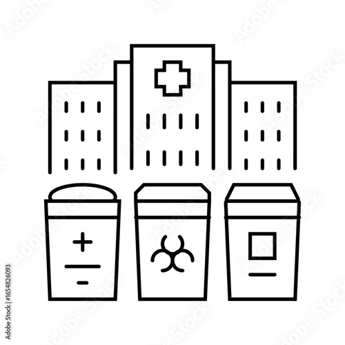 hazardous drug waste hospital line icon vector illustration