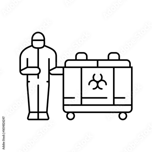 pharmaceutical waste collection line icon vector illustration