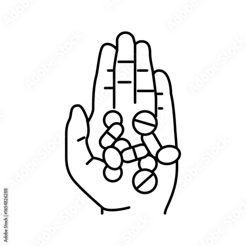 prescription drug abuse line icon vector illustration