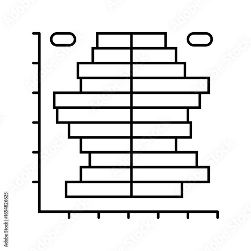 population pyramid chart line icon vector illustration