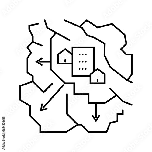 expansion of city borders map line icon vector illustration