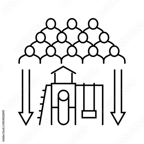 crowded playground line icon vector illustration