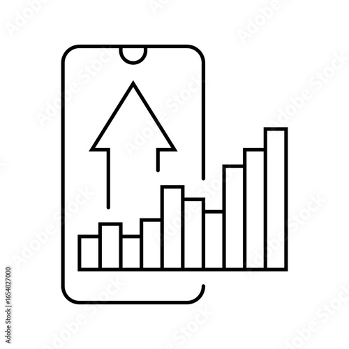 mobile phone usage surge line icon vector illustration