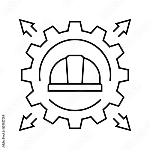 workforce increase industrial zone line icon vector illustration