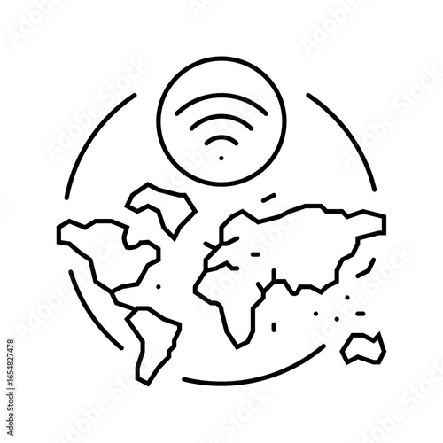 internet usage density map line icon vector illustration