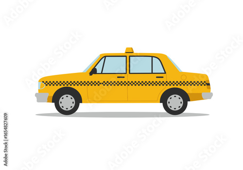 Classic Yellow Taxi Cab Side View Illustration.