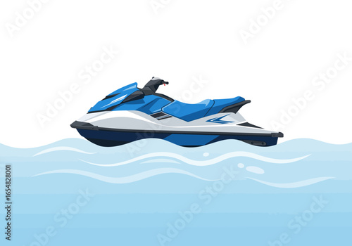 Blue and White Personal Watercraft on Water.
