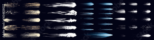 Comic meteor effect. Comet speed fly, flying star fast space ship shuttle fire ball energy blaster shot beam shoot vfx rocket attack alien hyperspace flight vector illustration