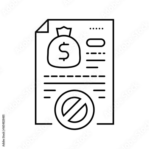 loan rejection stamp line icon vector illustration