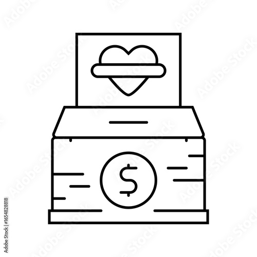 donation box line icon vector illustration