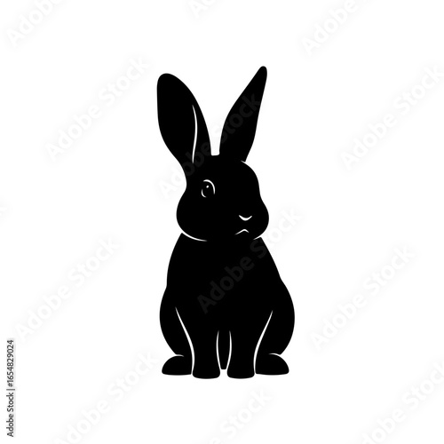 Elegant Black Rabbit Silhouette Graphic Design Element Ideal for Nature and Animal Themed Projects