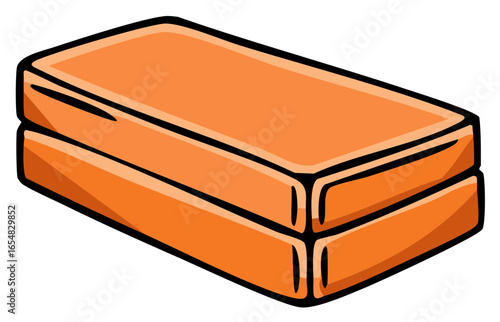 Simple cartoon style drawing of two rectangular orange building blocks stacked neatly