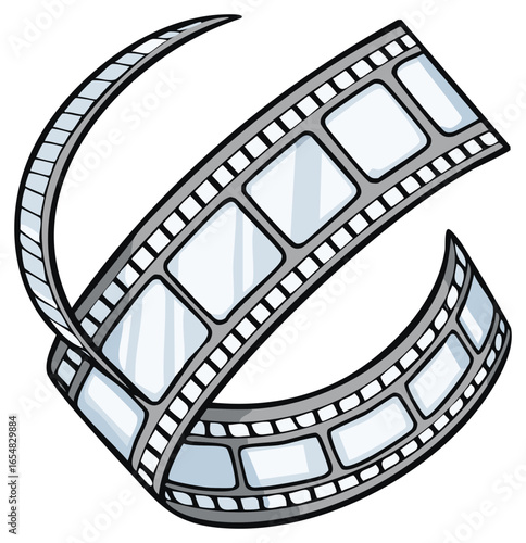 Swirling Film Strip Illustration for Entertainment or Cinema Concepts
