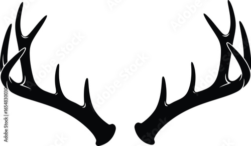 Vector art of deer antlers silhouette isolated on white background