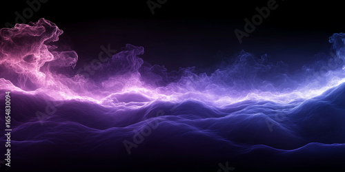 Neon Energy Wave with Glowing Smoke and Purple Blue Light Abstract Background