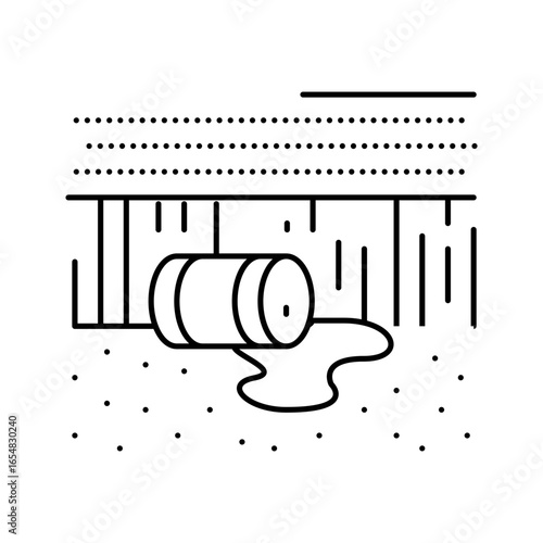 glowing waste field radioactive pollution line icon vector illustration