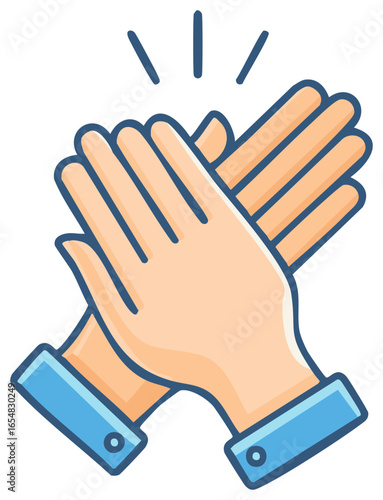 Illustration of Clapping Hands Gesturing Applause, with Expressive Lines Showing Energetic Movement in a Stylized Graphic Design