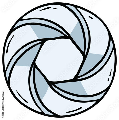 Hand drawn doodle of a camera shutter or lens diaphragm icon