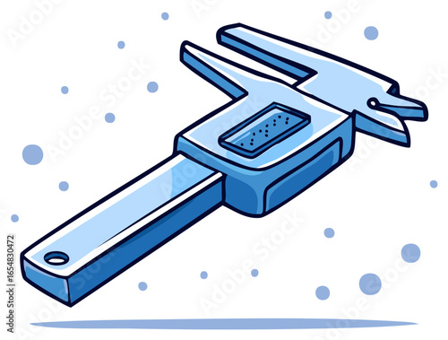 Cartoon illustration of a digital caliper tool in blue color