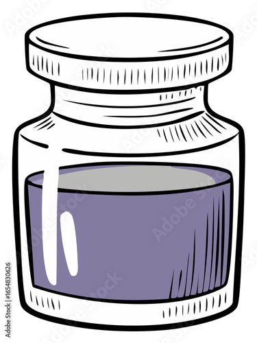 Cartoon Jar with Purple Liquid Inside Vintage Container