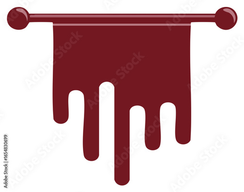 Dripping Red Banner with Horizontal Rod and Spherical Ends