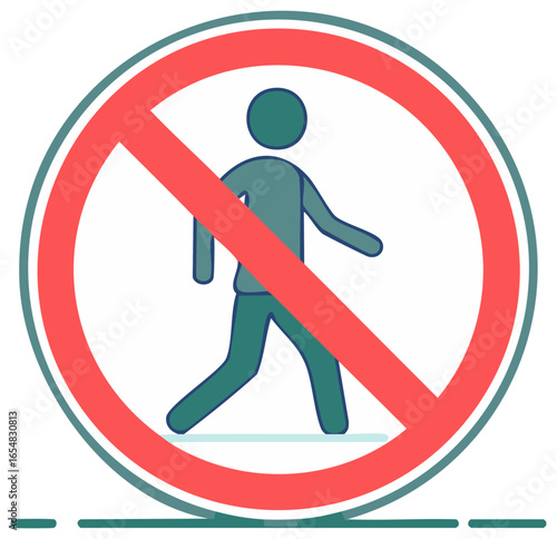 No Pedestrian Allowed Sign Symbol of Prohibition with Human Figure