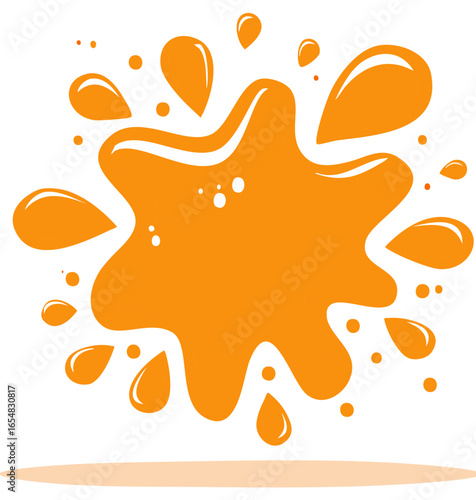 Orange splash and drips illustration, abstract art.