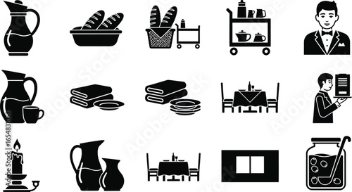 Elegant dining service icons for hospitality and catering businesses