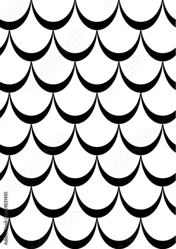 Wallpaper Mural Seamless Black and White Scallop Pattern Torontodigital.ca