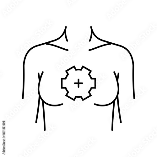breast development adolescence puberty line icon vector illustration