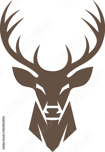 Vector art of deer head with antlers isolated on white background