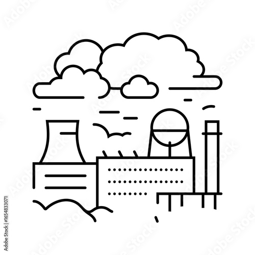 industrial zone covered heavy smog line icon vector illustration