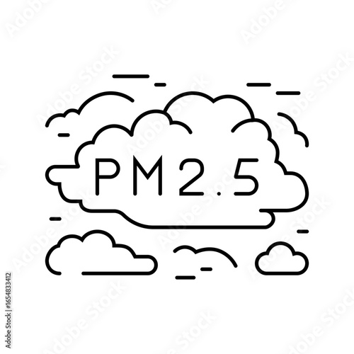 smog cloud labeled air pollution line icon vector illustration