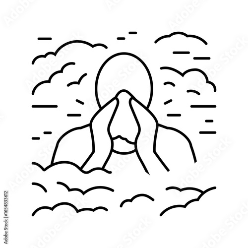 person coughing polluted air pollution line icon vector illustration