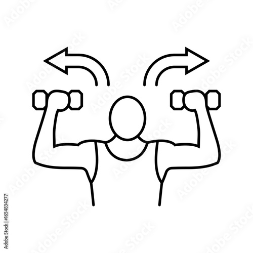 dumbbell rotational arrow line icon vector illustration
