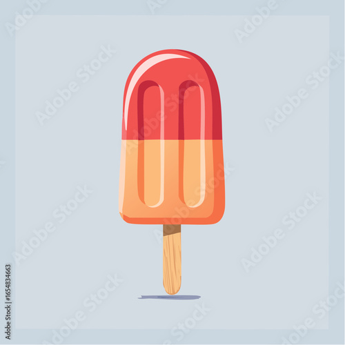 Red And Orange Popsicle Illustration On Light Blue Background