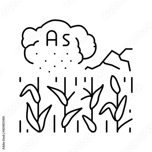 arsenic poisoning crops mining area line icon vector illustration