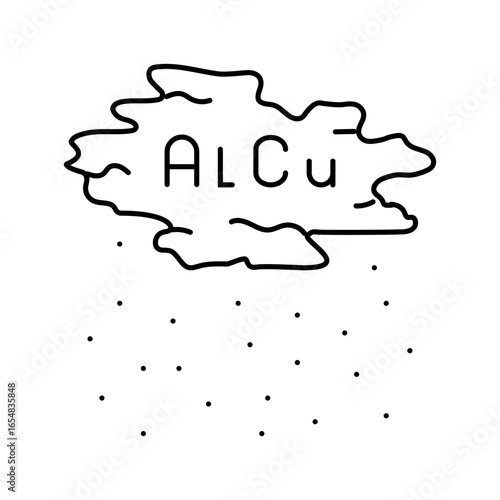 acid rain carrying toxic metals like aluminum copper line icon vector illustration