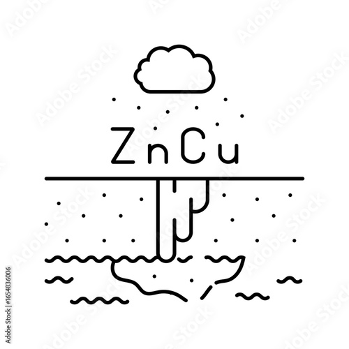 copper zinc runoff river system after heavy rainfall line icon vector illustration