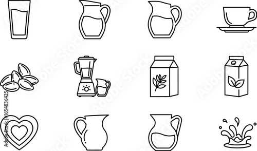 Fresh drinks and ingredients icons for healthy lifestyle