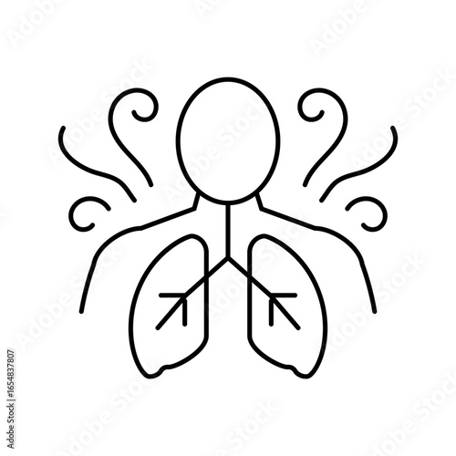breathing technique inclusive fitness line icon vector illustration