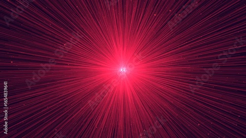 Vibrant red burst of light emanating from the center and spreading outward, indicating an explosive release of energy or radiation