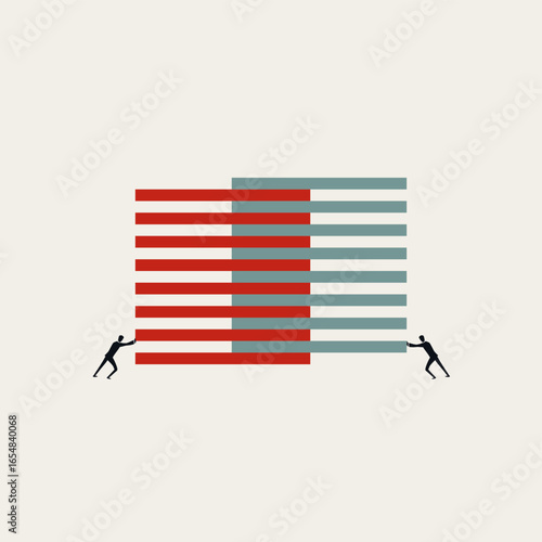 Business merger and acquisition vector concept. Symbol of deal, agreement, cooperation, negotiation. Minimal design eps10 illustration.
