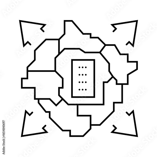 urban sprawl map urbanization line icon vector illustration